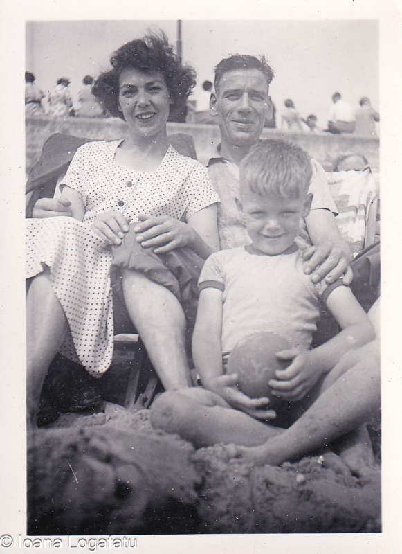 Family fun at the beach during sunny summer days