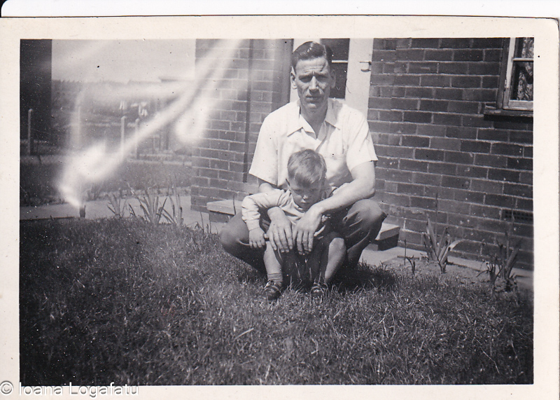 Memorable moment of a father and son in the yard