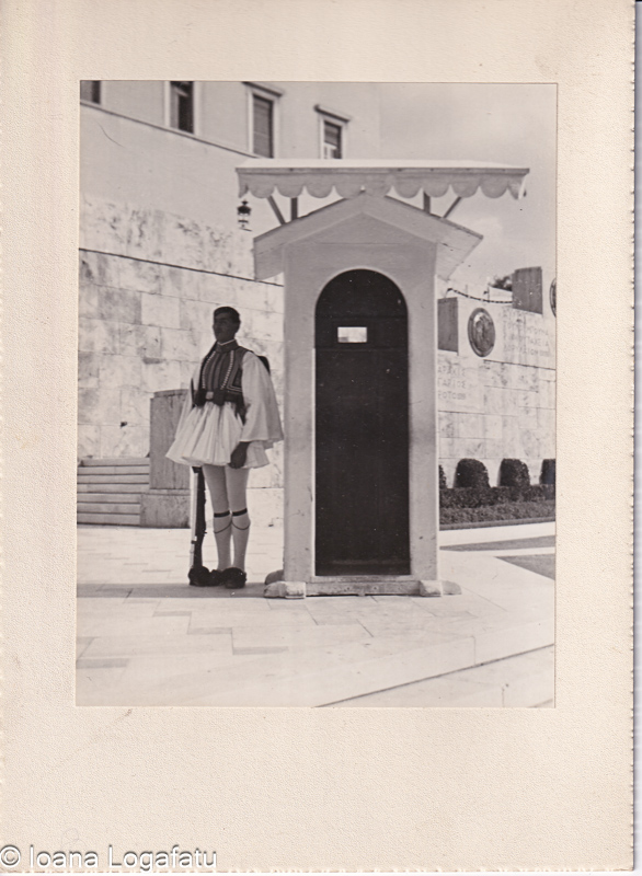 Guard stands watch at historic site in Greece