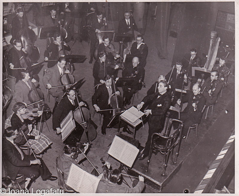 Orchestra performance in a historic concert hall