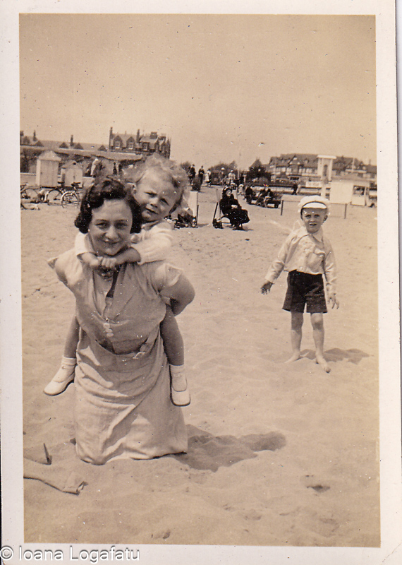 Joyful beach moment with family in the sun