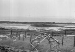 Wooden structure on coastal low tide