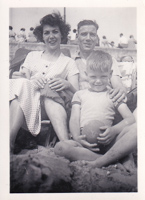 Family fun at the beach during sunny summer days
