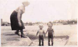 Joyful summer day by the water with children