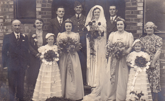 Joyful wedding celebration in a vintage setting