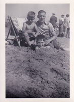 Family fun at the beach on a sunny summer day
