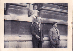 A historical moment captured in a city scene