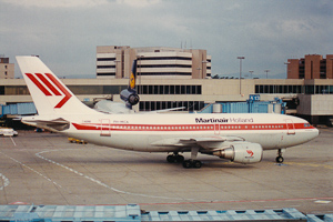 Airplane readies for takeoff at terminal