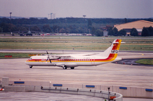 Vibrant plane gets ready for takeoff