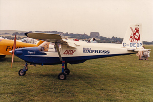 Vintage aircraft on display at an airshow event