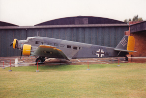 Historic aircraft on display in aviation museum