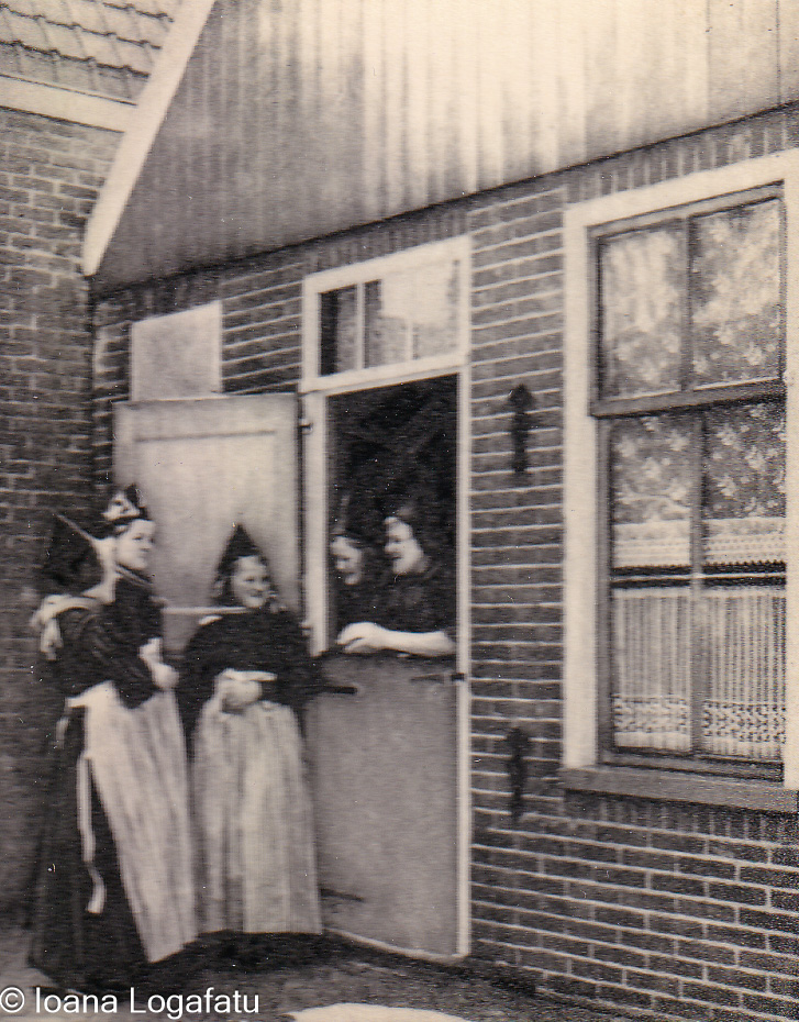 Village door with traditional costumes