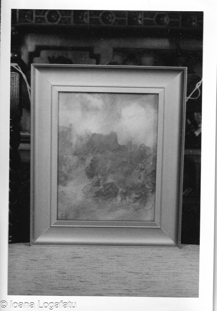 Monochrome landscape art interpretation