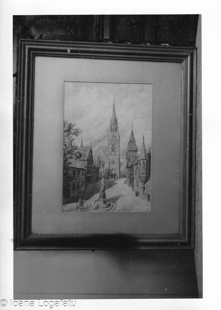 Artistic view of a historic town square