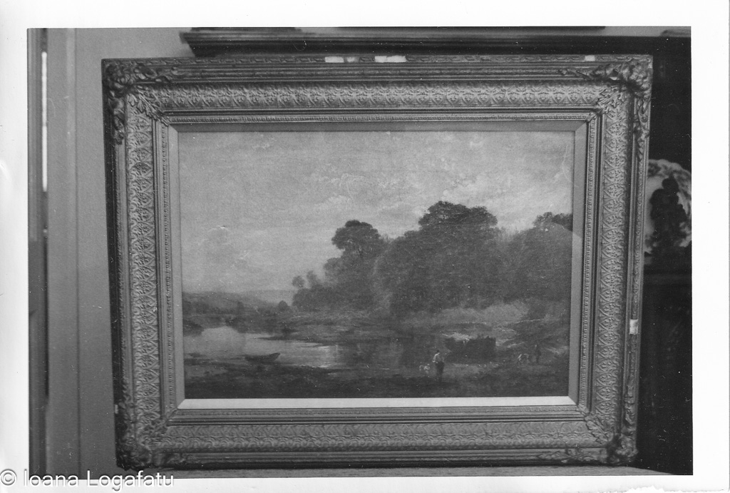 Vintage landscape painting in ornate frame