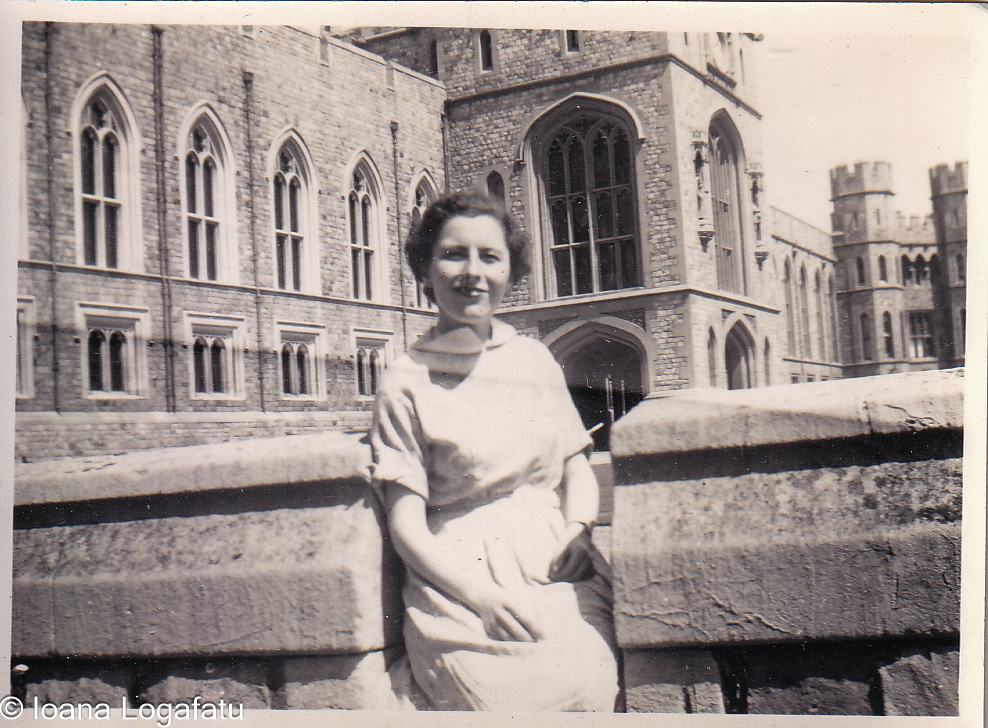 Smiling woman enjoying a sunny day at the castle