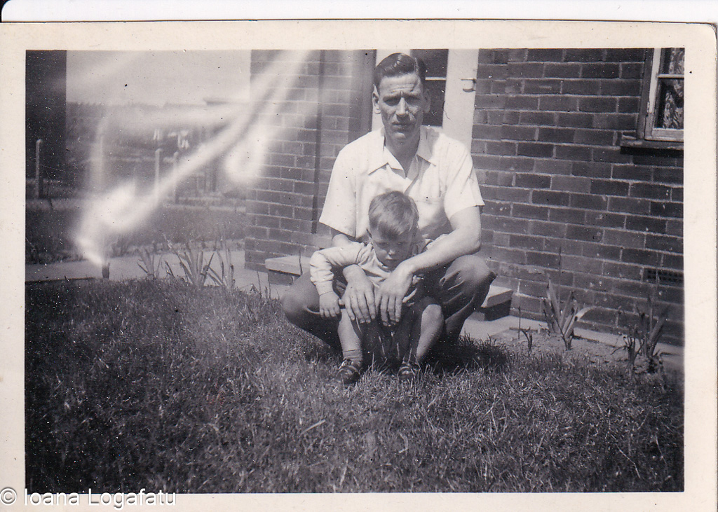 Memorable moment of a father and son in the yard