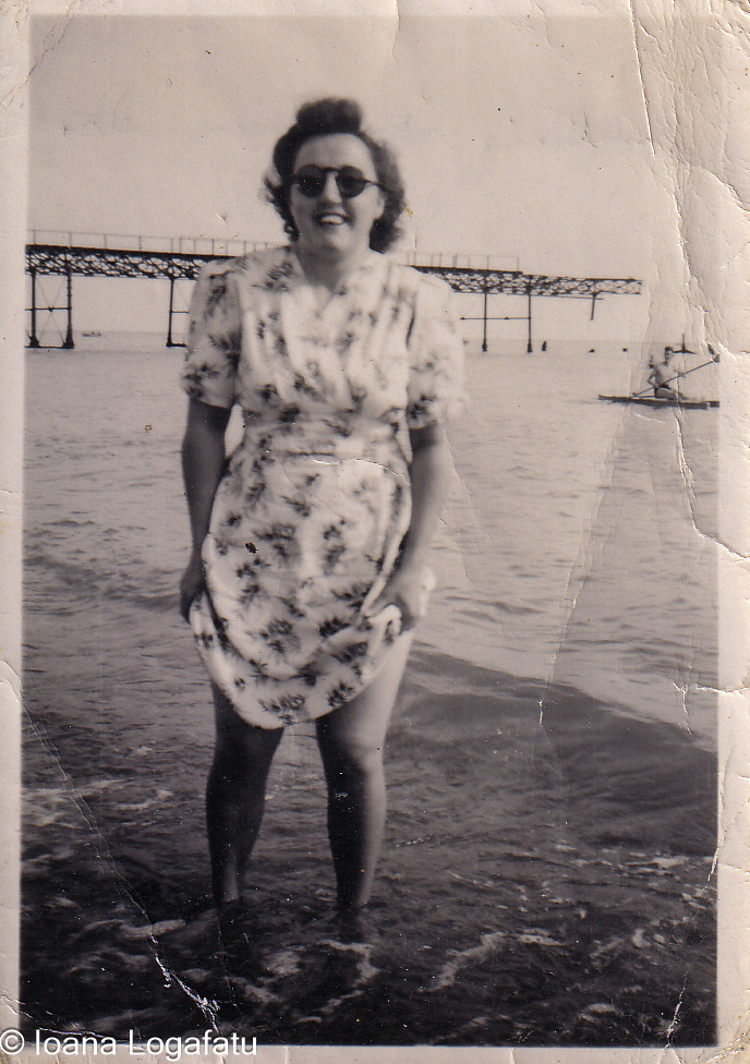 Joyful summer day by the seaside in vintage style