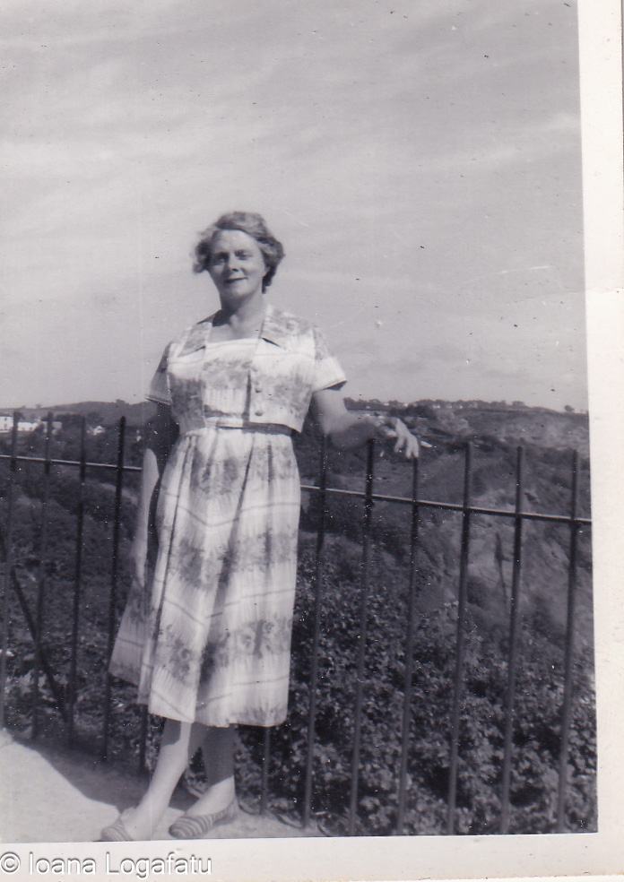 Woman posing elegantly by a scenic overlook