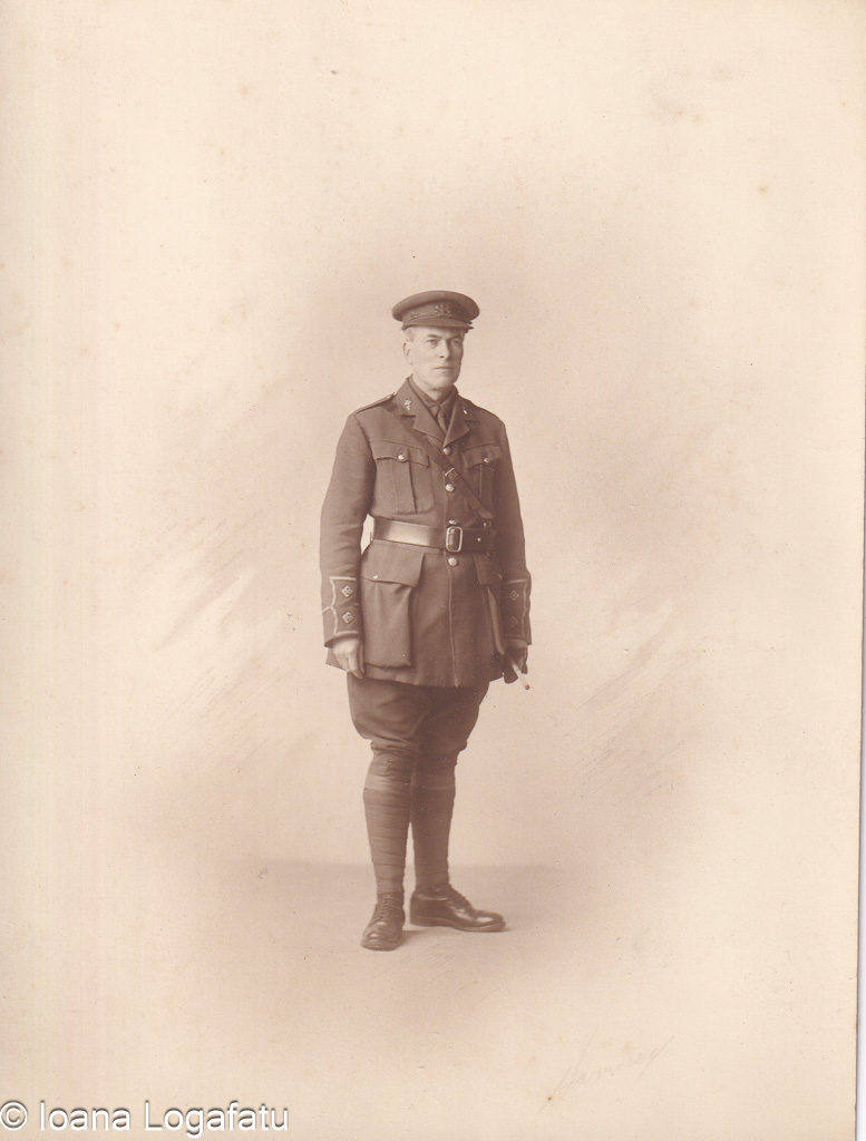 Historical military figure in uniform stands proud