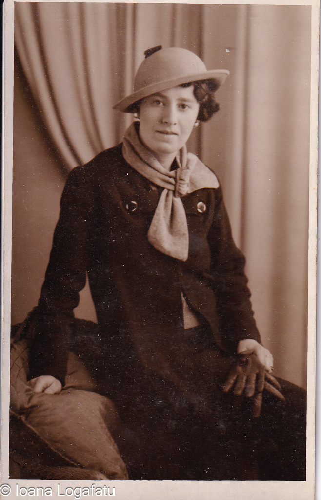 Vintage-clad woman posing elegantly