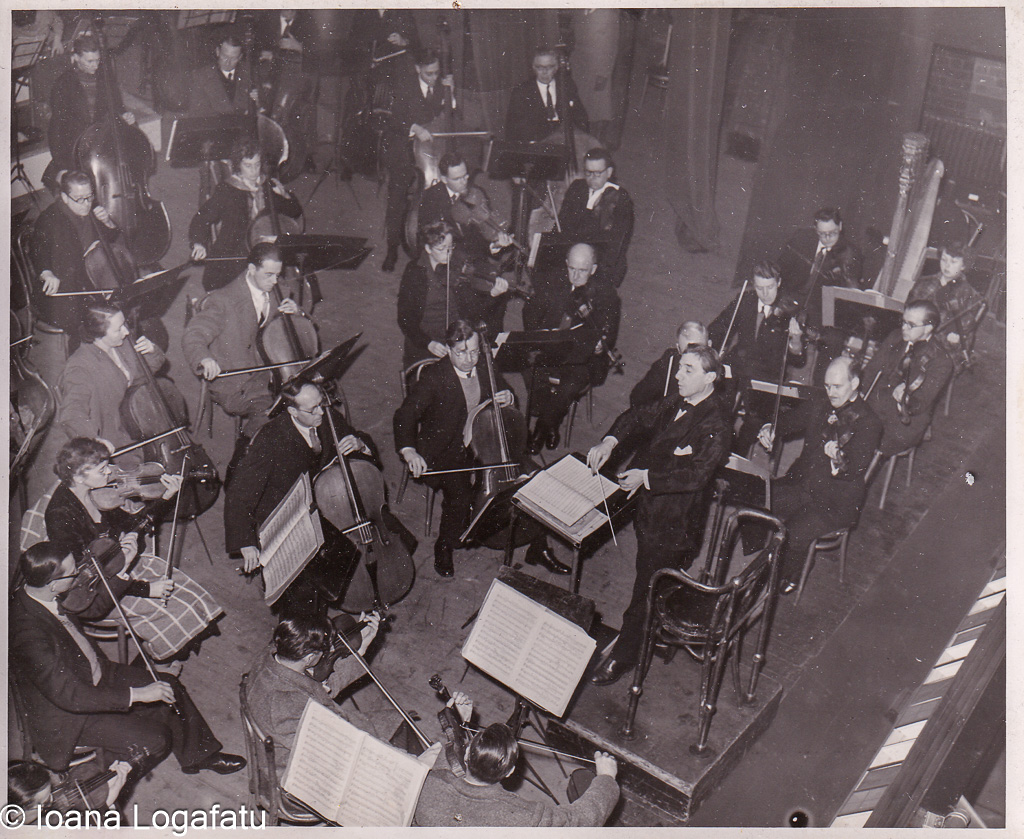 Orchestra performance in a historic concert hall
