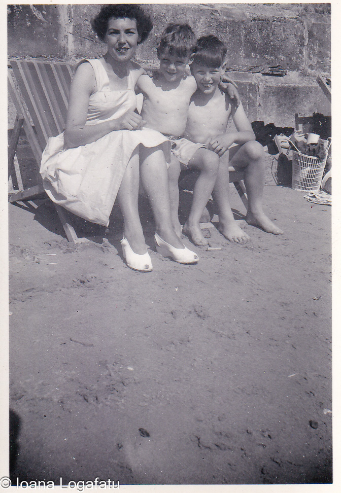 Family fun at the beach on a sunny day