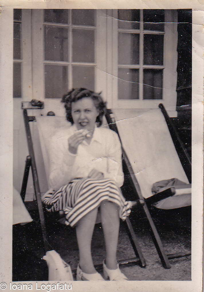 Enjoying a sunny afternoon snack on a cozy porch