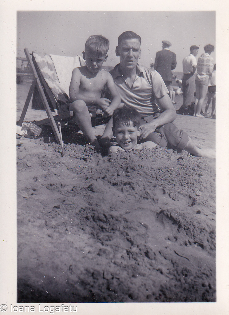 Family fun at the beach on a sunny summer day