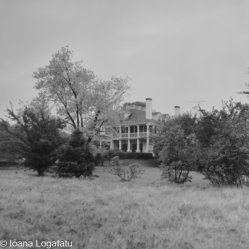 Historic mansion surrounded by autumn foliage
