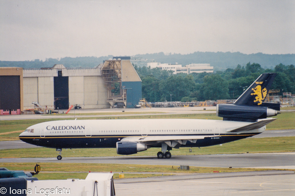 Jet taxiing on runway at an airport in summer