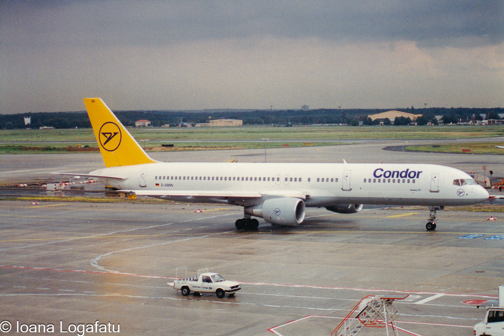 Plane ready for departure at busy airport