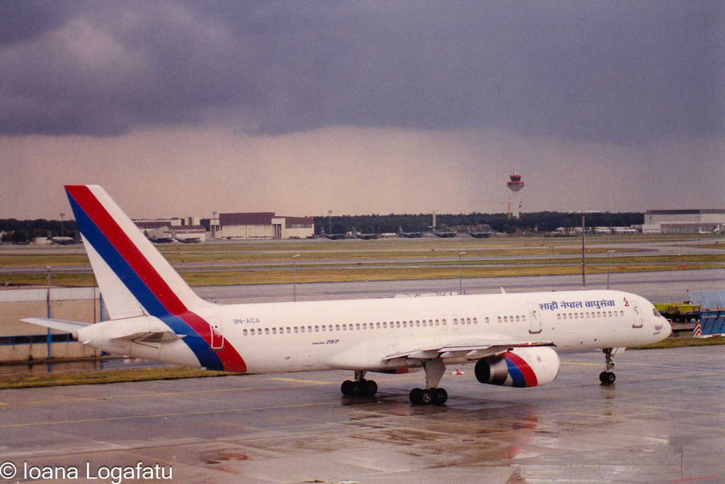 Airplane prepares for takeoff in stormy weather