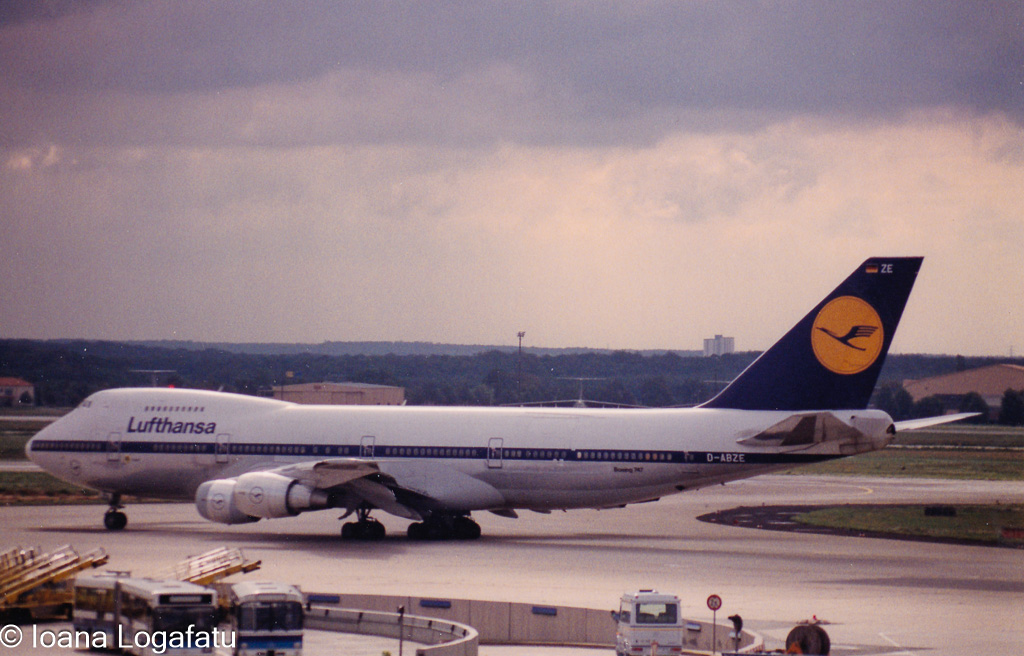 Lufthansa jet takes off under dramatic skies
