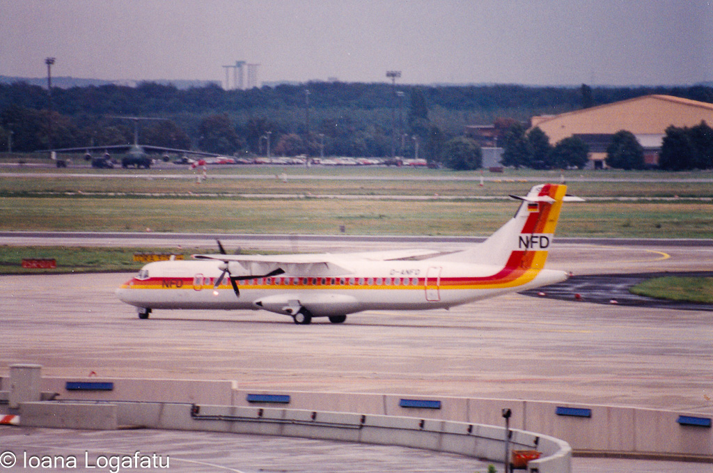 Vibrant plane gets ready for takeoff