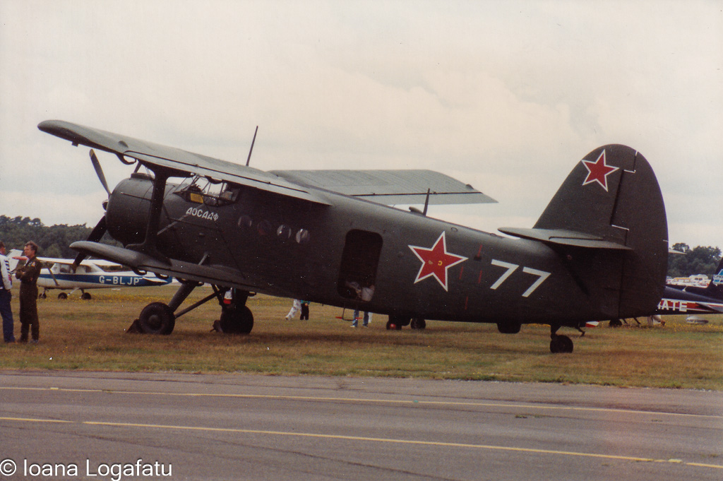 Vintage aircraft at an airshow event in summer