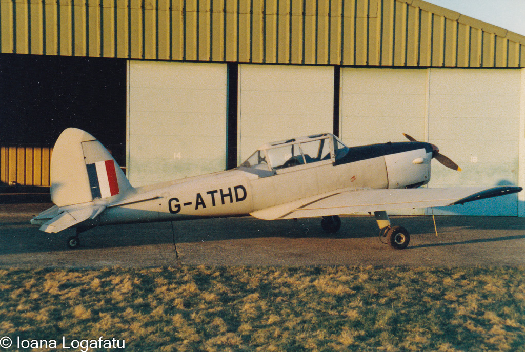 Vintage aircraft in hangar
