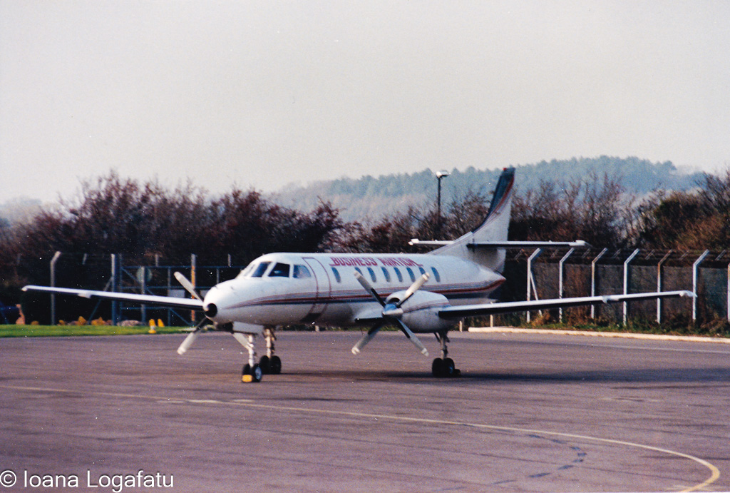 Small plane prepares for takeoff on the runway