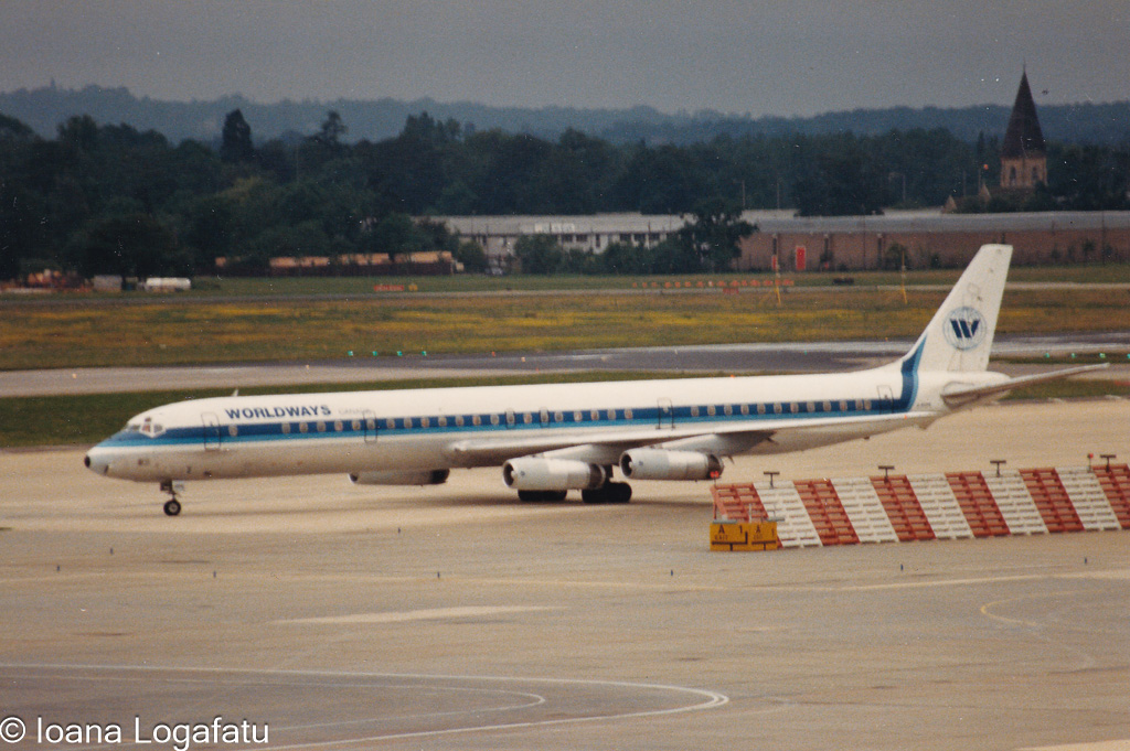 Historic jet taxiing at the airport's runway