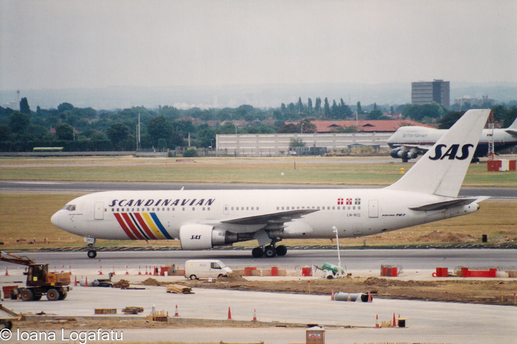 Scandinavian airline aircraft prepares for takeoff