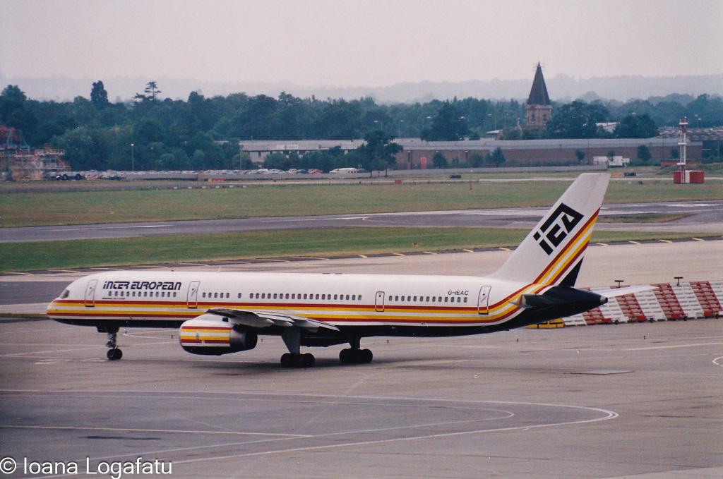 Airplane prepares for takeoff at a busy airport
