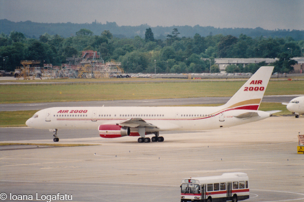 Airliner prepares for takeoff at bustling airport