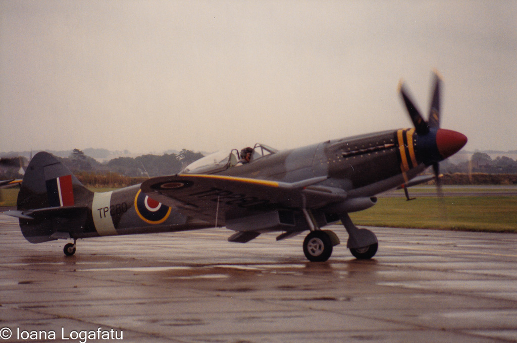 Historic plane ready for takeoff in rain