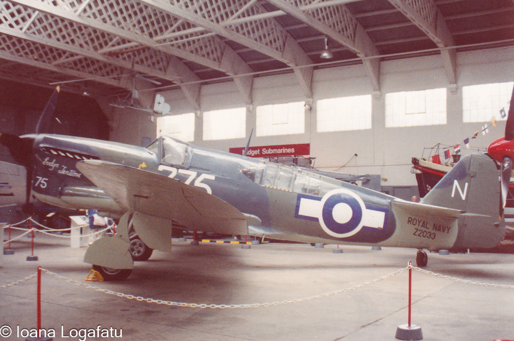 Historic naval fighter aircraft preserved indoors