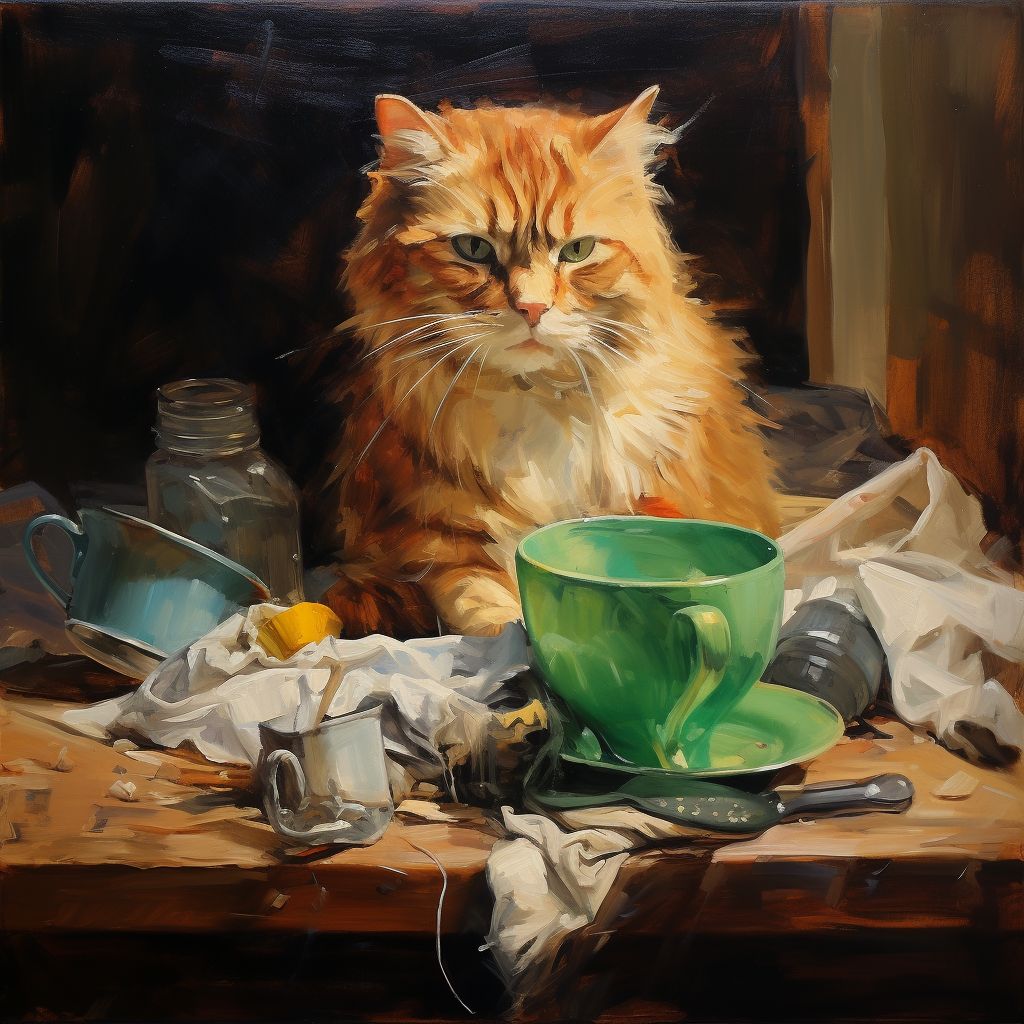 mortimercat A quick sketch of a cat tidying up the house after  14b845ca ae40 43a9 a044 278772925dac