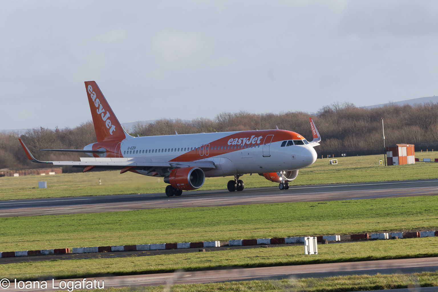 EasyJet aircraft preparing for takeoff on runway