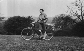 Cyclist enjoys a ride in a lush landscape