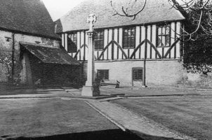 Historic building in serene courtyard