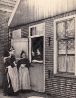 Village door with traditional costumes