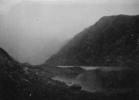 Beautiful mountain landscape shrouded in mist